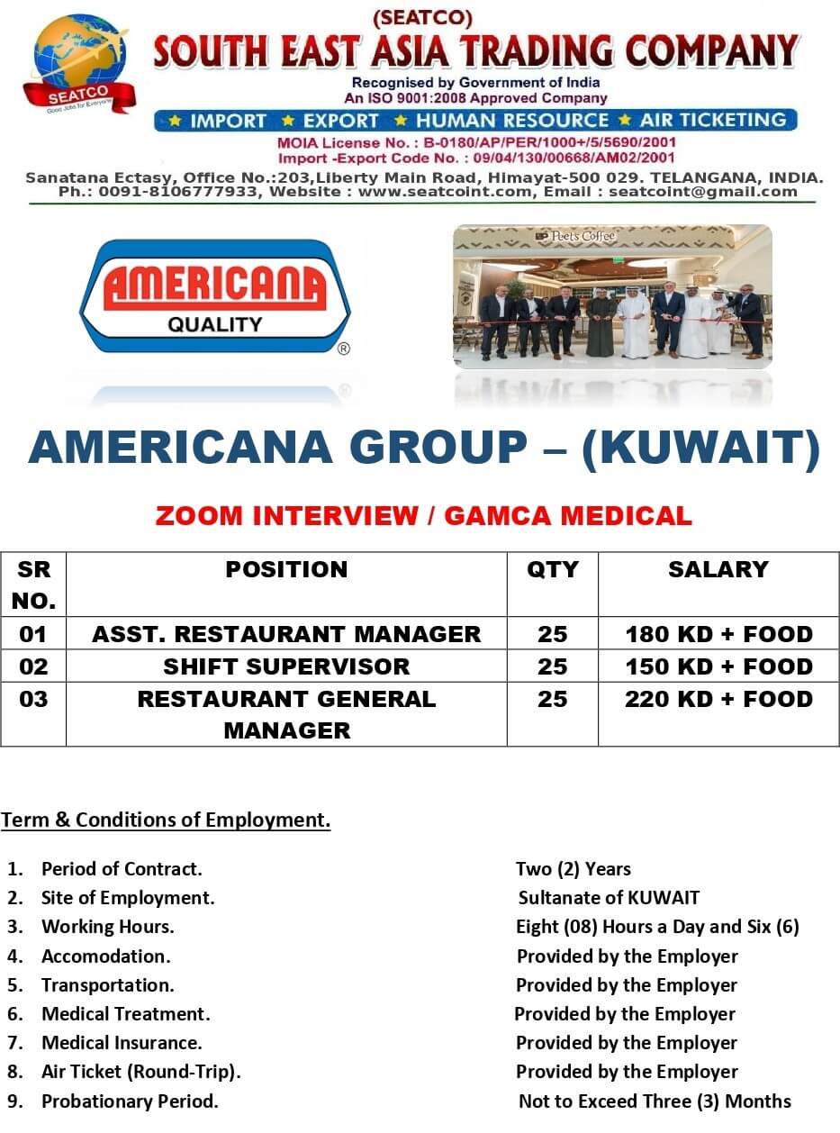 URGENTLY REQUIRED FOR KUWAIT