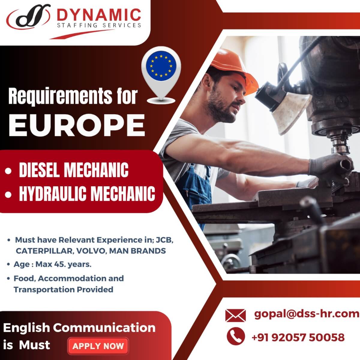 HEAVY DIESEL MECHANIC - Required for EUROPE