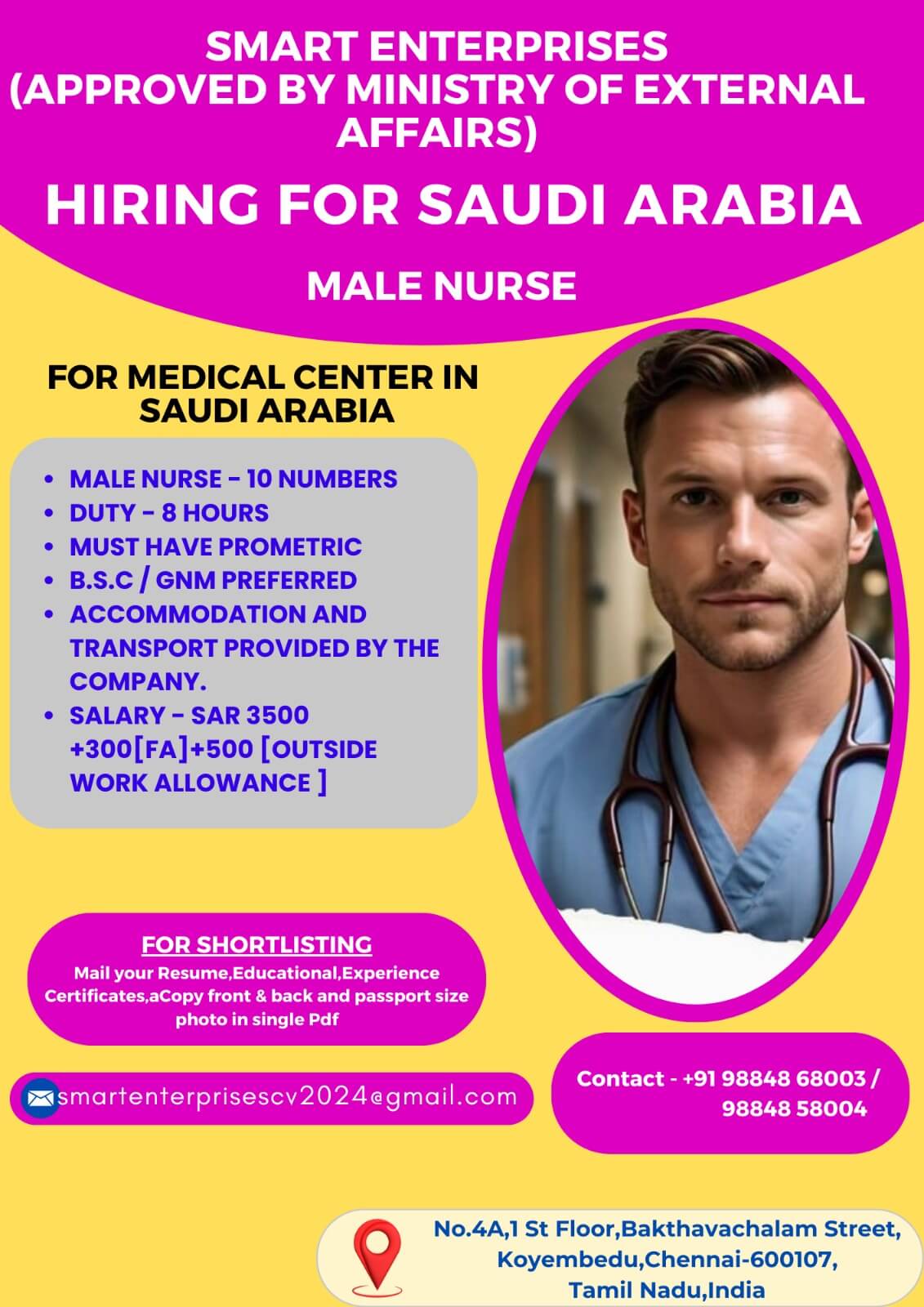 HIRING FOR SAUDIN ARABIA MALE NURSES