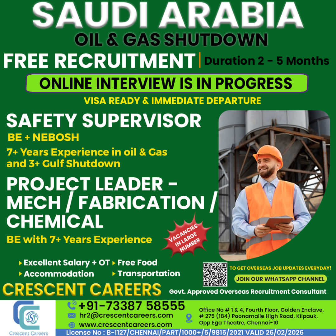 SAFETY SUPERVISOR / PROJECT LEADER-MECHANICAL / FABRICATION / CHEMICAL