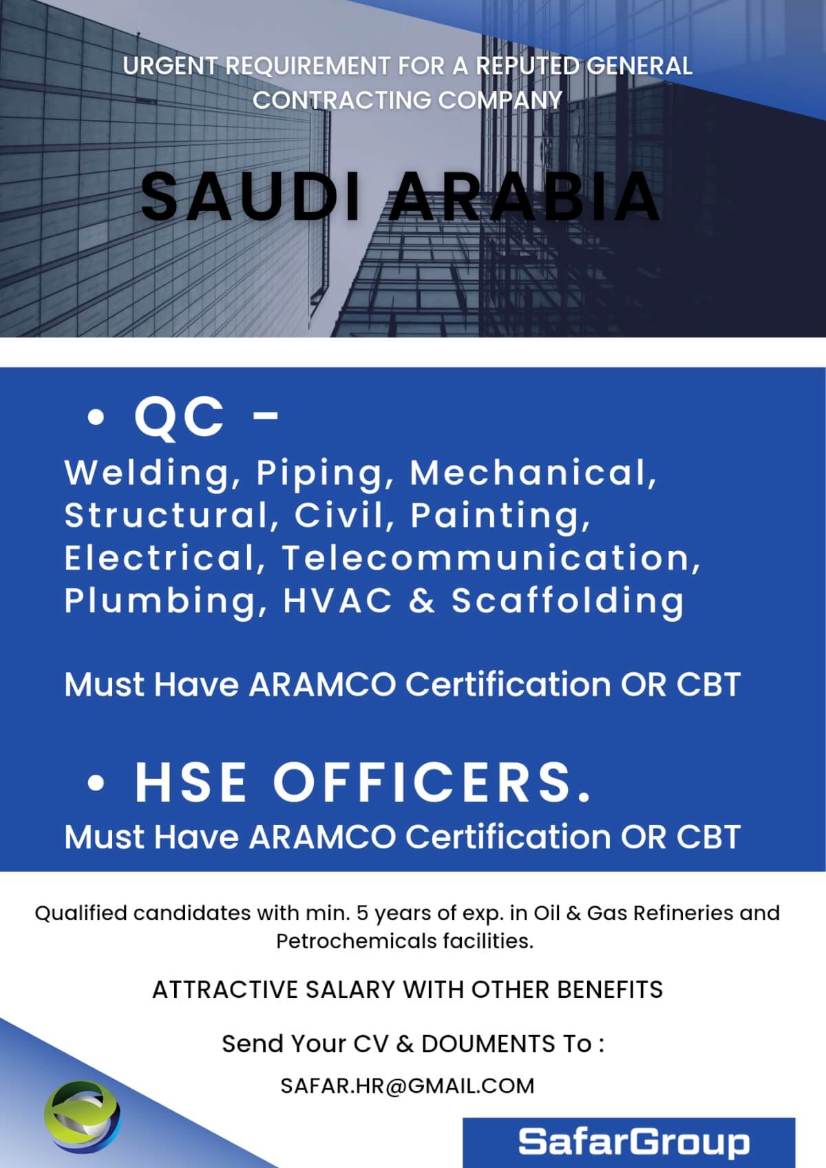 Urgently Required for Saudi Arabia