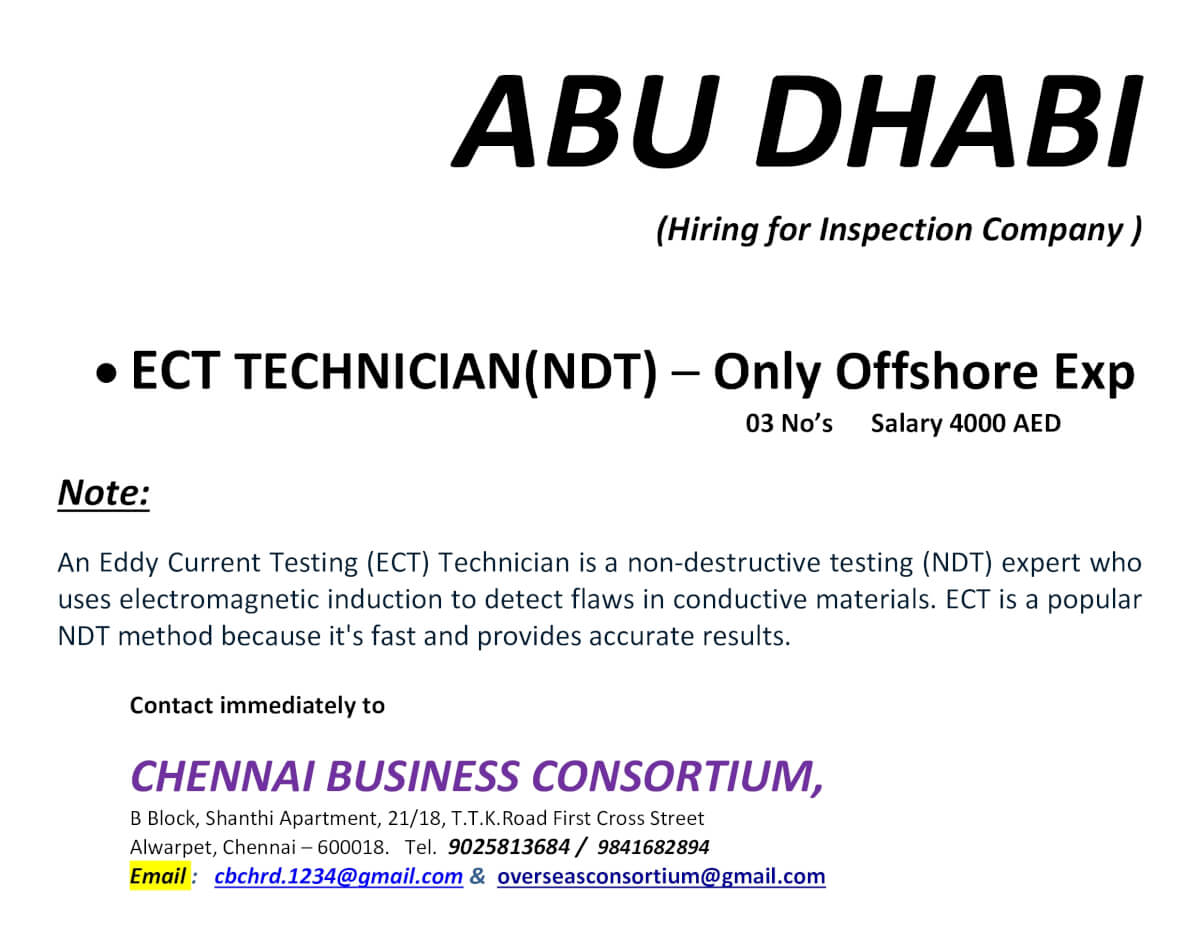 ECT ( NDT ) TECHNICIAN ( OFFSHORE EXP ONLY )