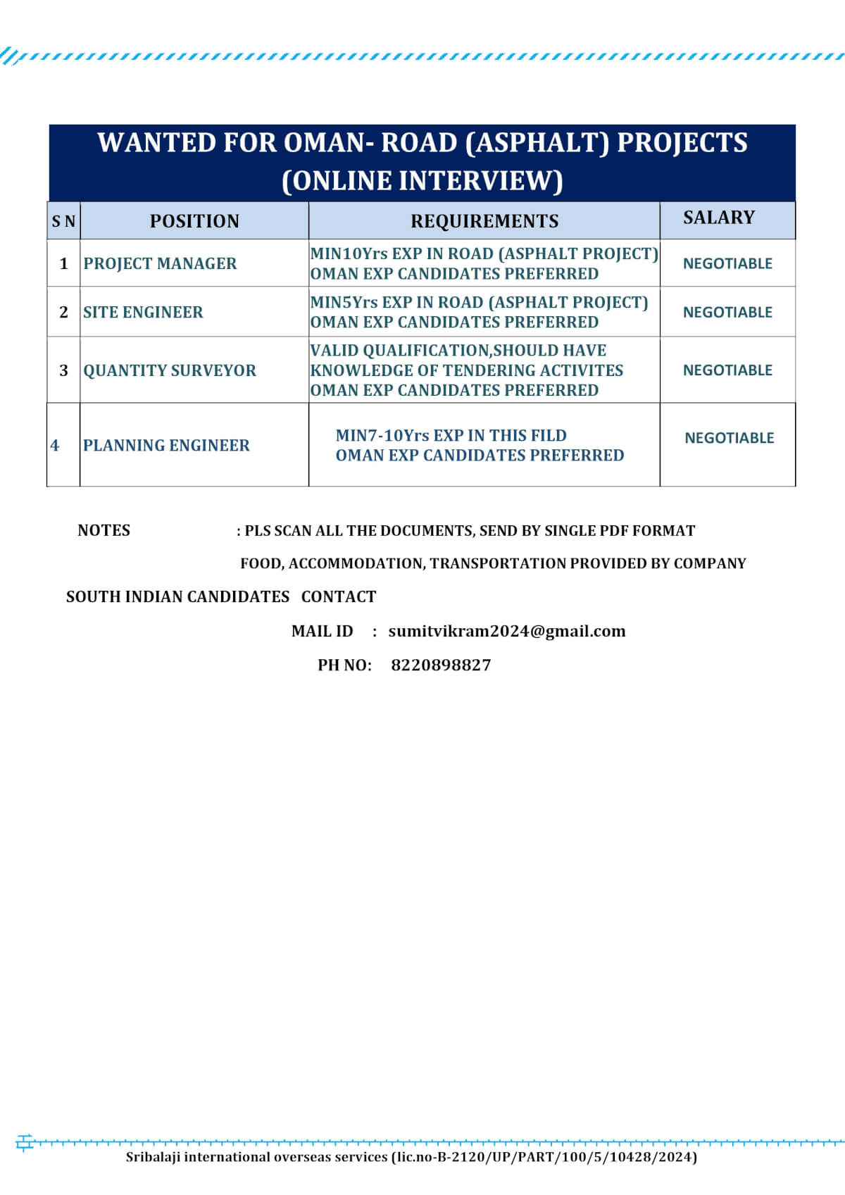 WANTED FOR OMAN- ROAD (ASPHALT) PROJECTS