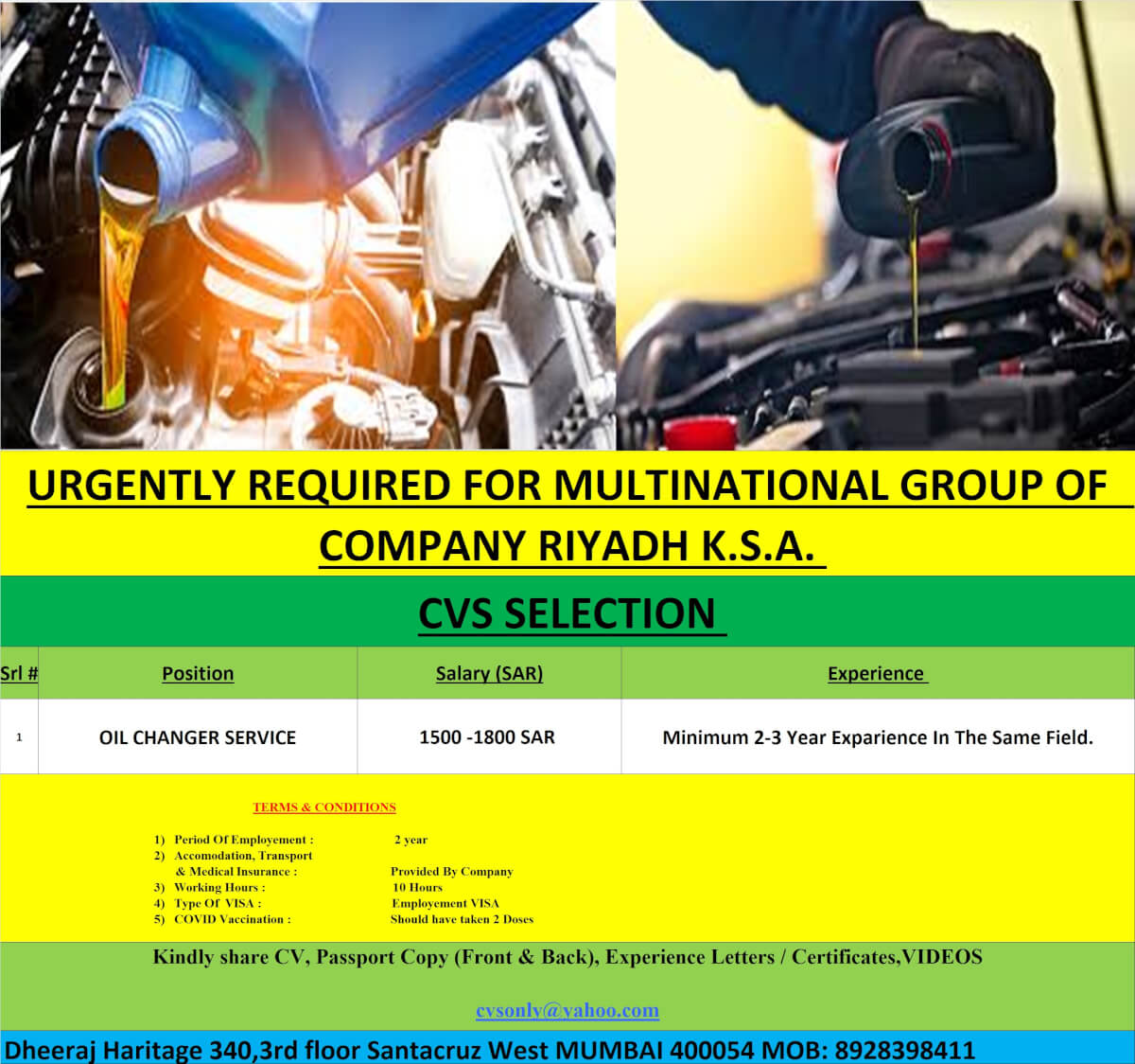 URGENTLY REQUIRED FOR MULTINATIONAL GROUP OF COMPANY RIYADH K.S.A.