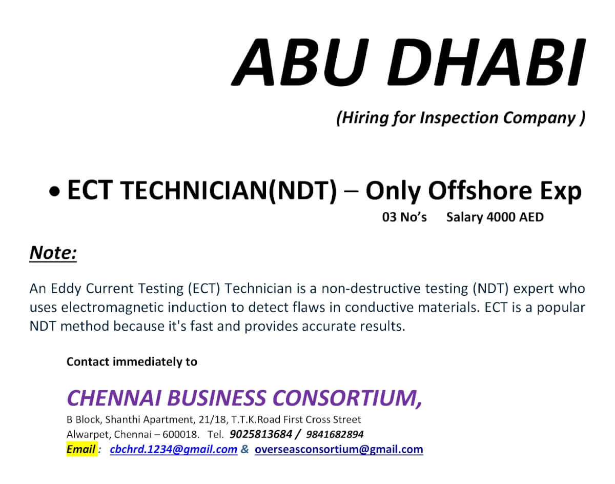 E C T TECHNICIAN ( EDDY CURRENT TESTING -  NDT )