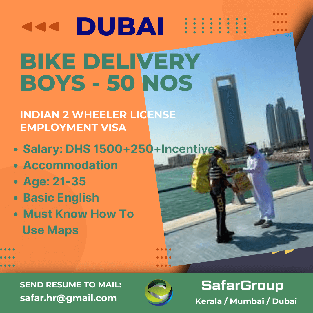 Great opportunity for Indian 2 wheeler license holders in Dubai.