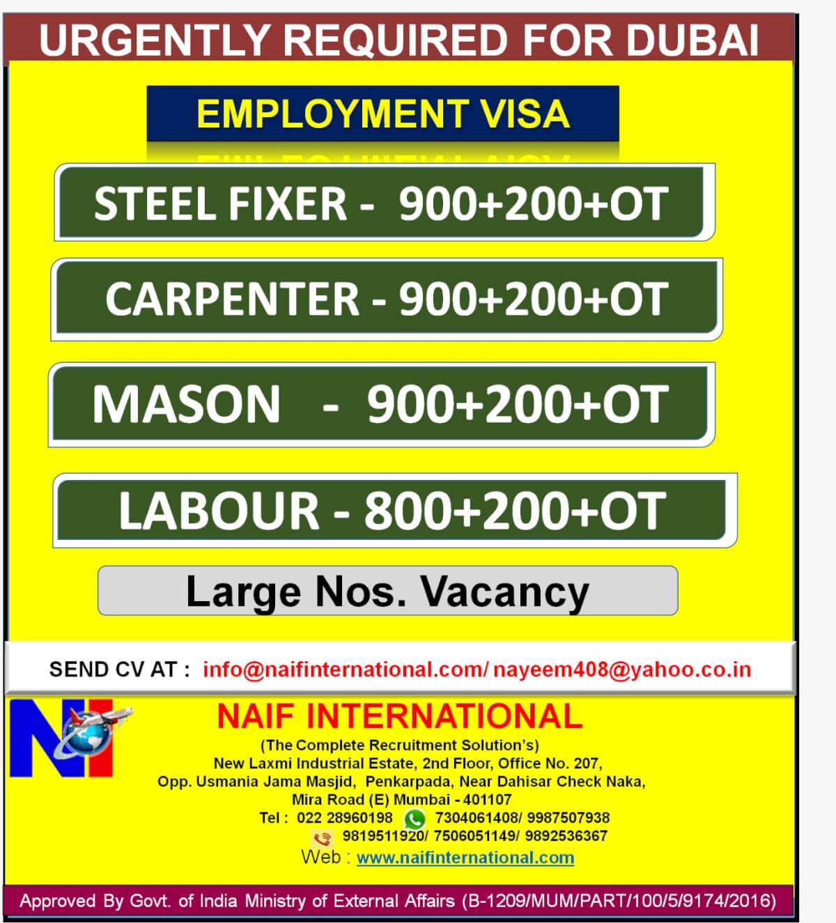 URGENTLY REQUIRED FOR DUBAI