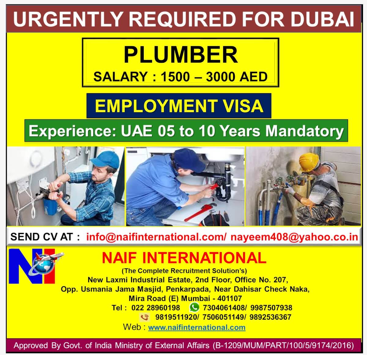 URGENTLY REQUIRED FOR DUBAI