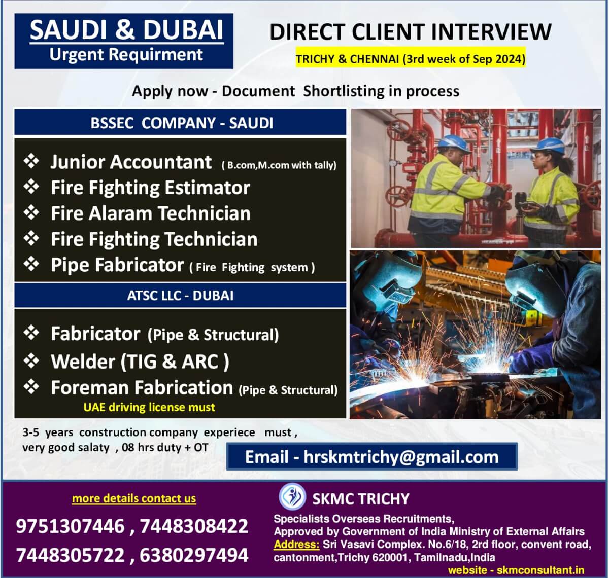 URGENT REQUIREMENT - SAUDI & DUBAI