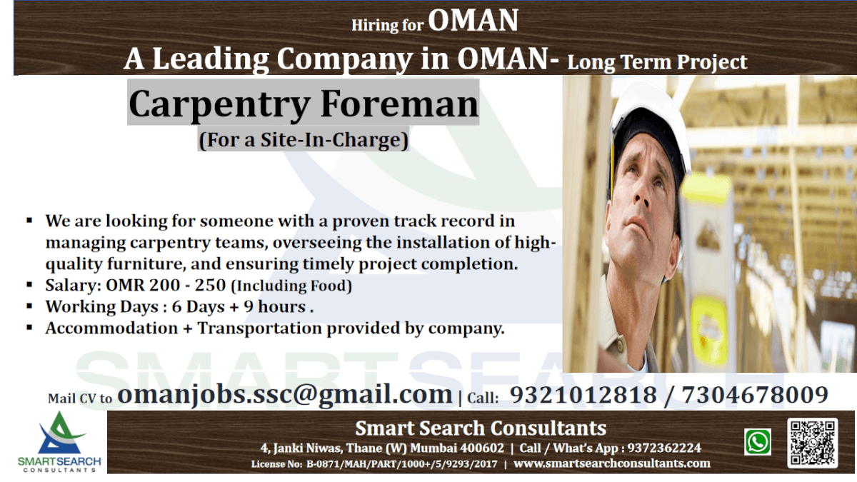 Carpentry Foreman (For a Site-In-Charge)