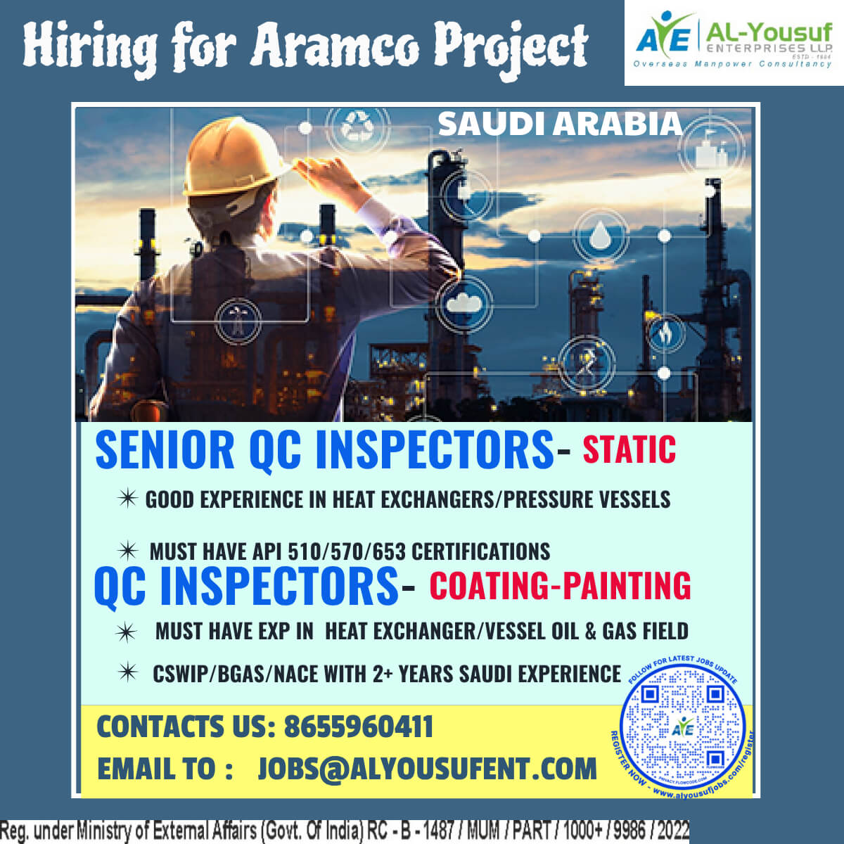 HIRING FOR ARAMCO PROJECT-SAUDI ARABIA