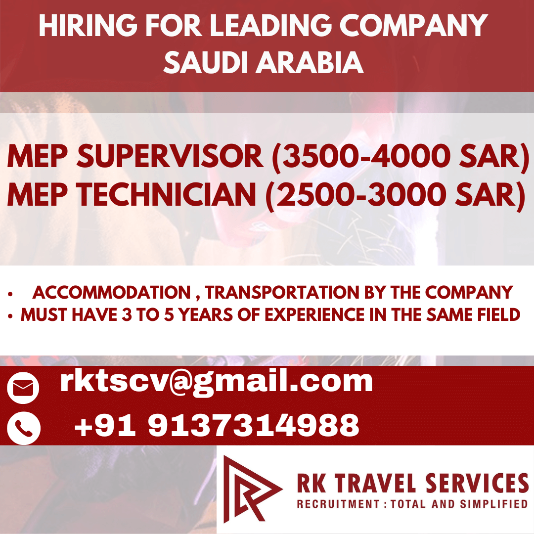 JOB OPPORTUNITIES FOR LEADING COMPANY IN SAUDI ARABIA