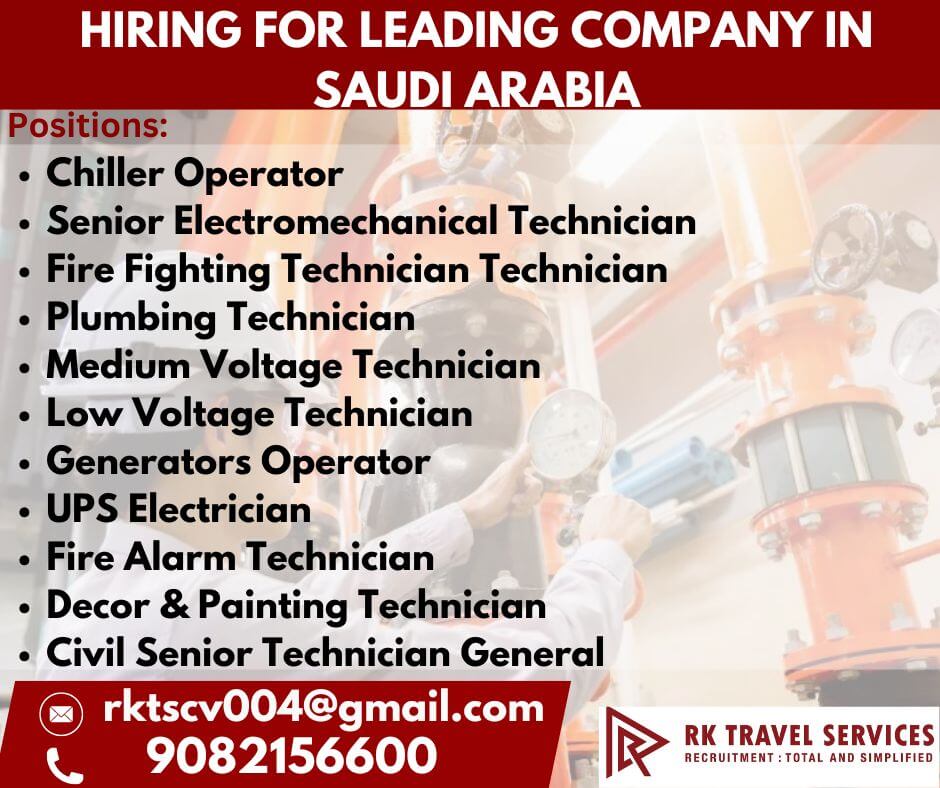 HIRING FOR LEADING COMPANY IN SAUDI ARABIA