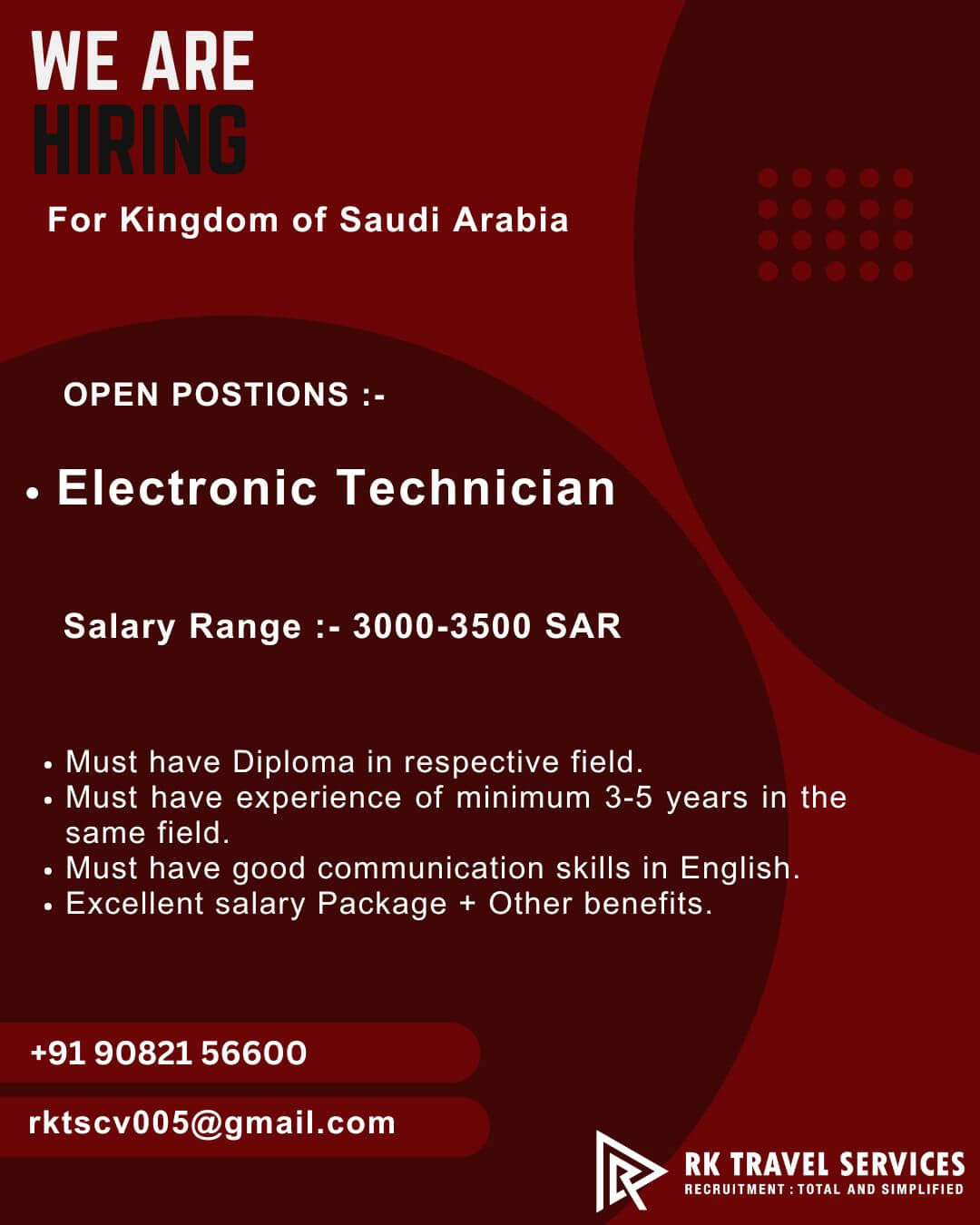 Hiring For Kingdom of Saudi Arabia