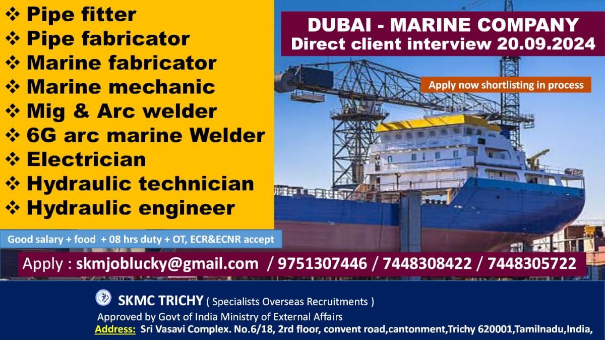 LEADING MARINE COMPANY -DUBAI(DIRECT CLIENT INTERVIEW 20.09.24)