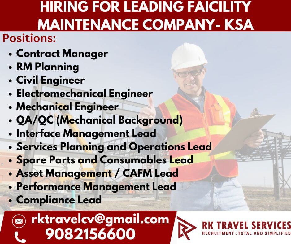 HIRING FOR LEADING FAICILITY MAINTENANCE COMPANY- KSA