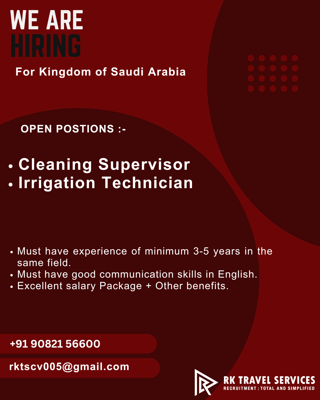 Hiring For Kingdom of Saudi Arabia