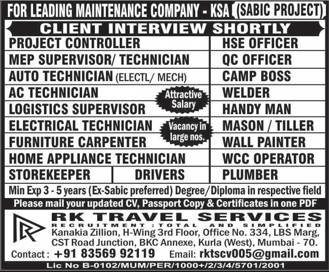 For Leading Maintenance Company – KSA