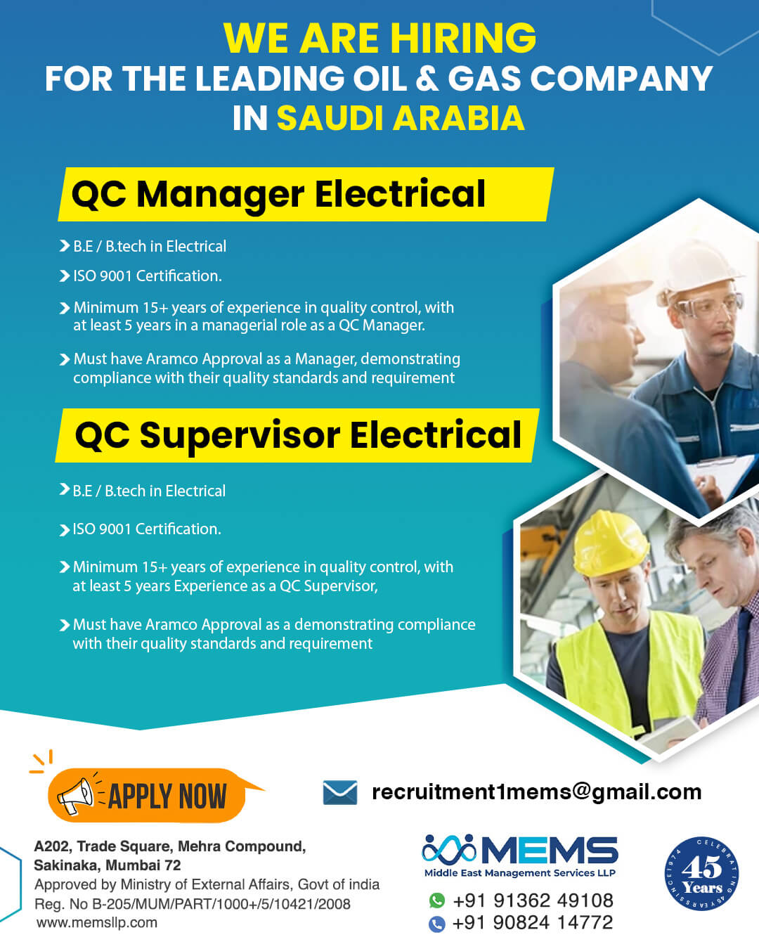 🚨 We’re Hiring! 🚨 Join a leading Oil & Gas Company in Saudi Arabia.