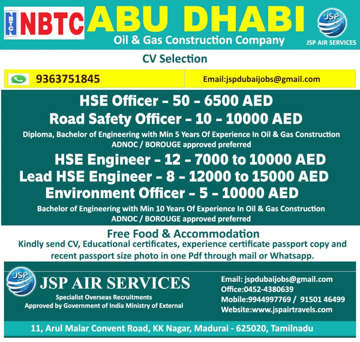 URGENT REQUIREMENT FOR UAE - ABU DHABI