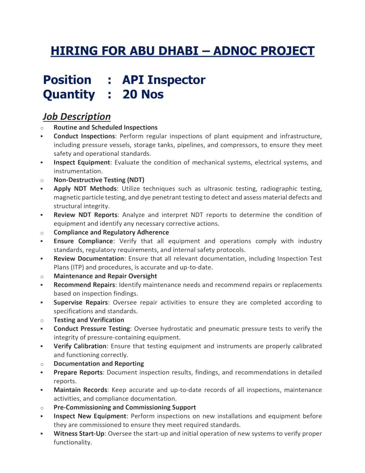 API Inspector - OFFShore Project