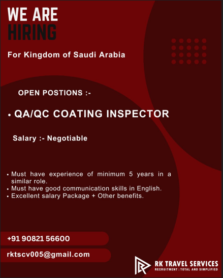 WE ARE HIRING For Kingdom of Saudi Arabia