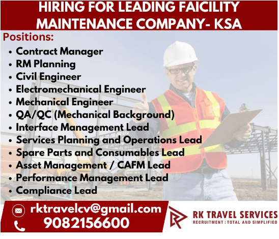 HIRING FOR LEADING FAICILITY MAINTENANCE COMPANY- KSA