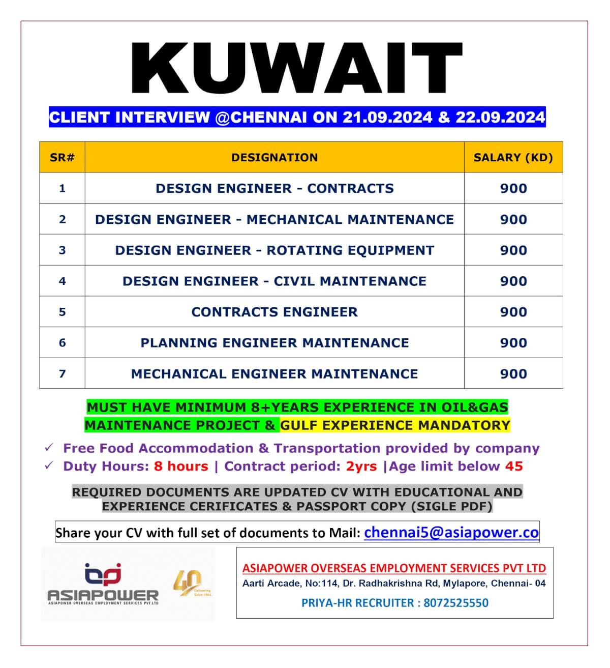 KUWAIT (INTERVIEW - 21.09.2024 & 22.09.2024)