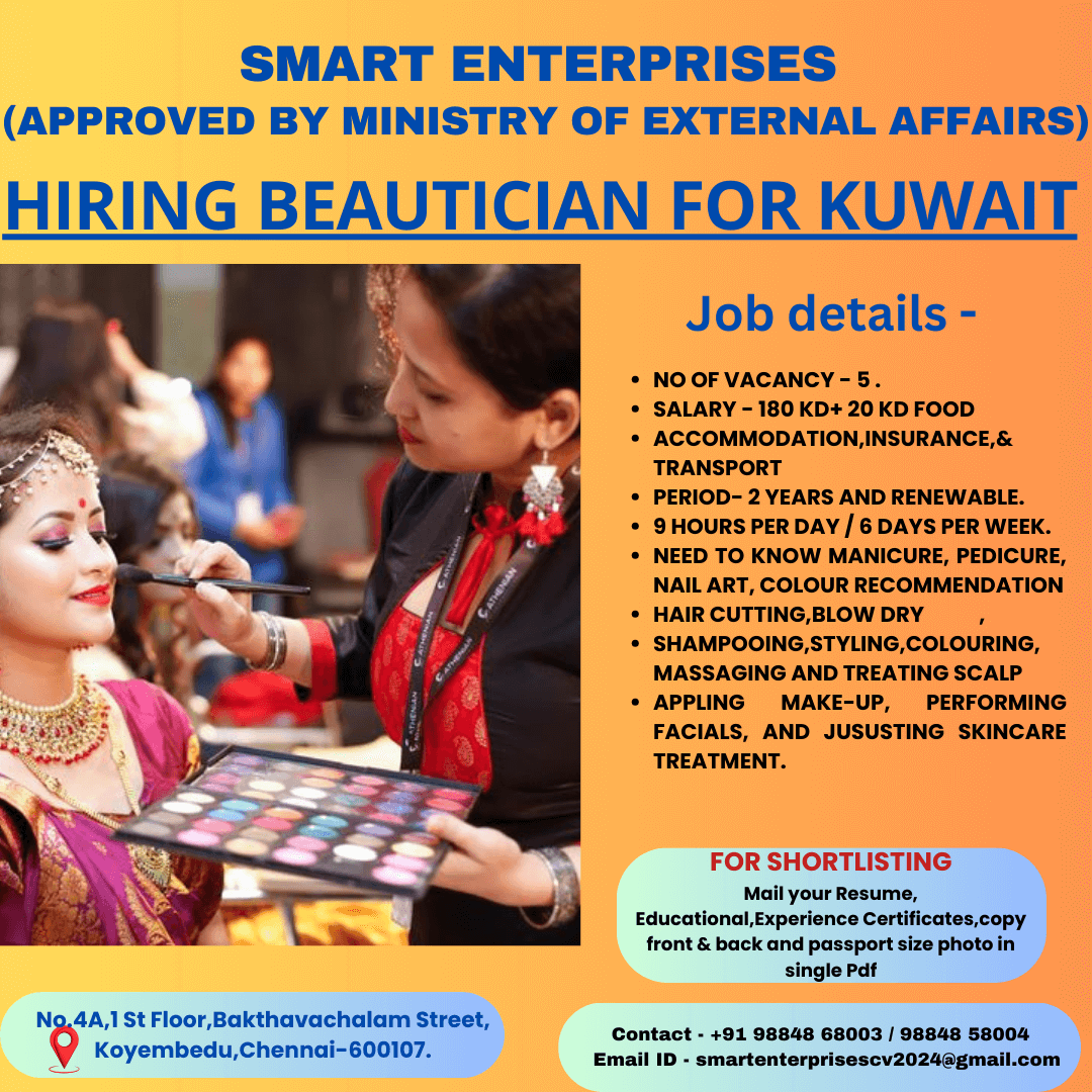 Hiring beautician for kuwait