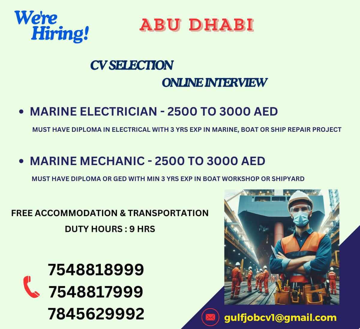 Urgently required for a leading co in abudhabi