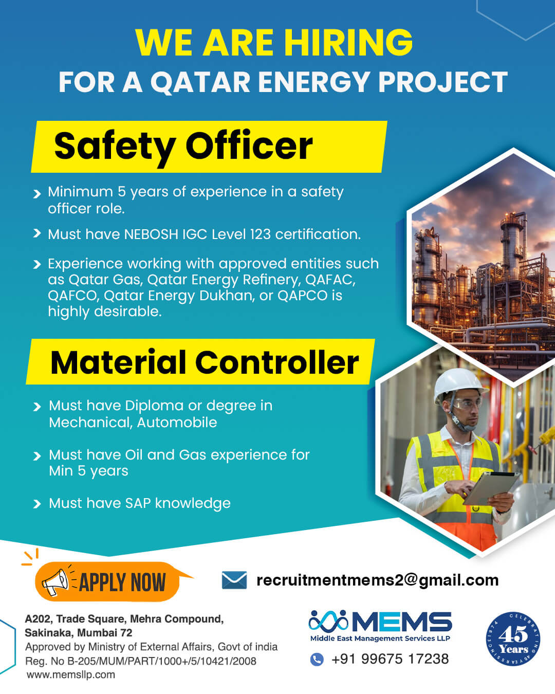 🚨 We Are Hiring for a Qatar Energy Project! 🚨