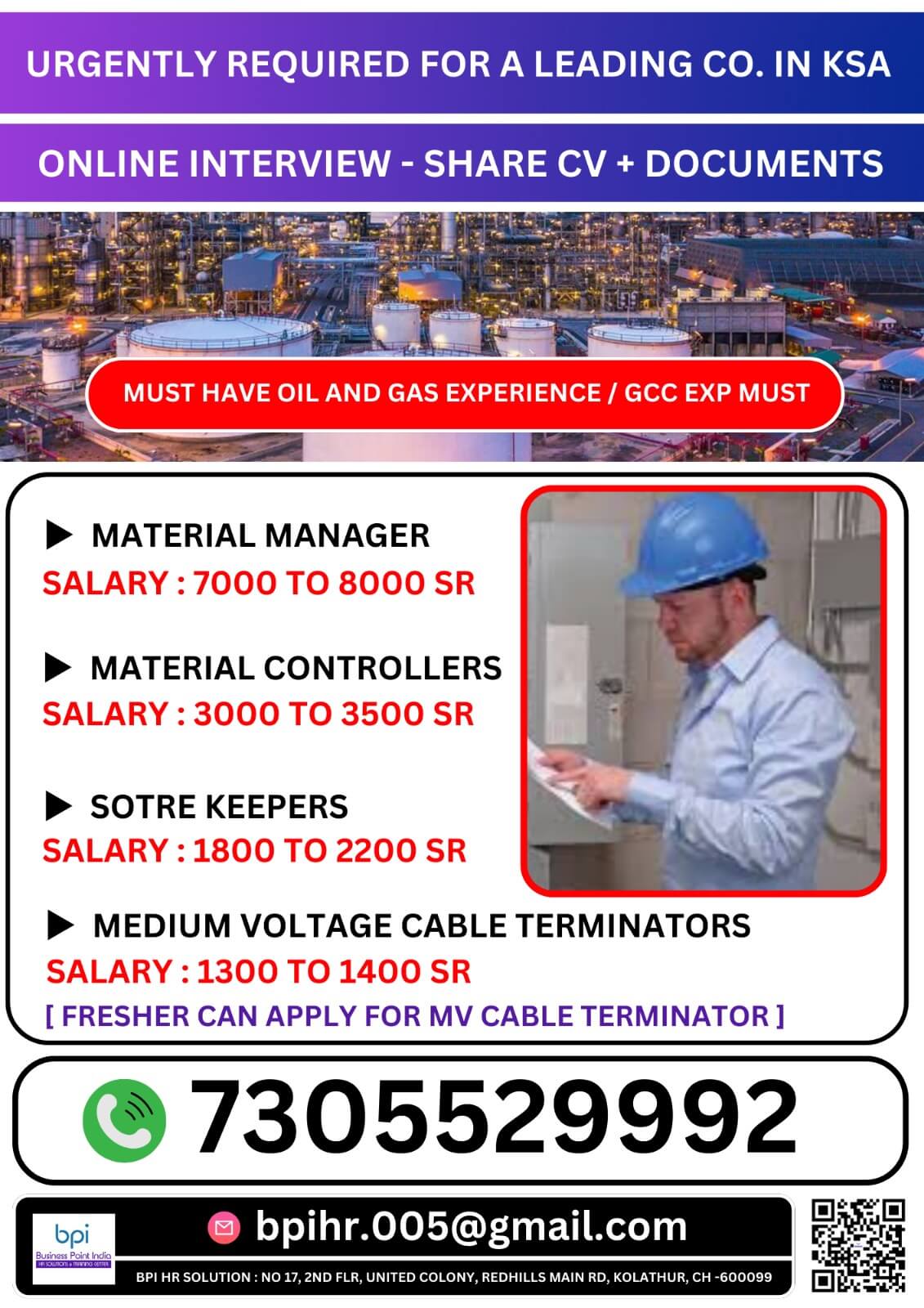 Urgently required for a leading co in ksa