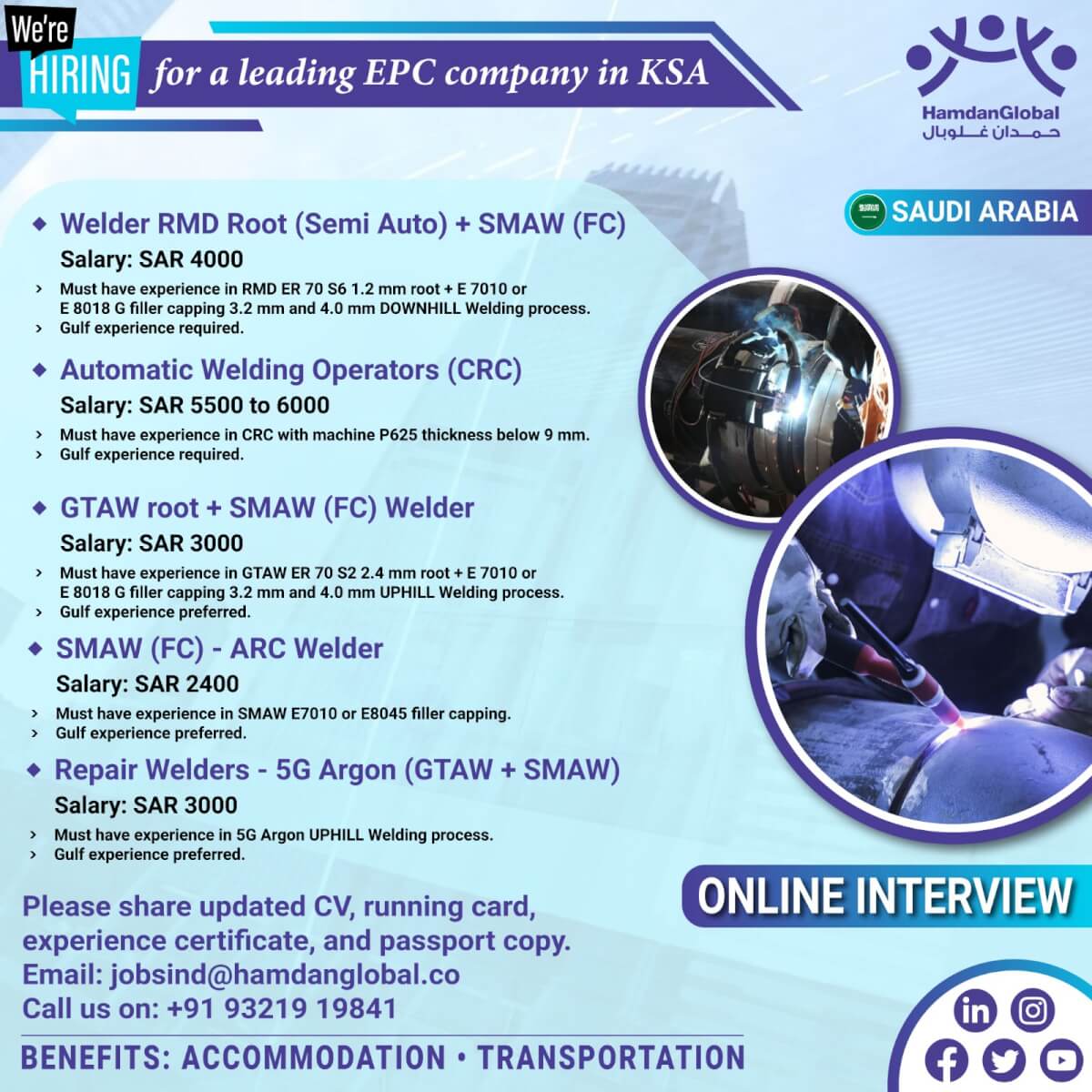 REQUIRED FOR A LEADING EPC COMPANY IN SAUDI ARABIA