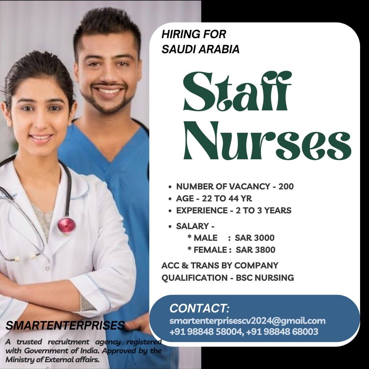 Staff Nurses male and female