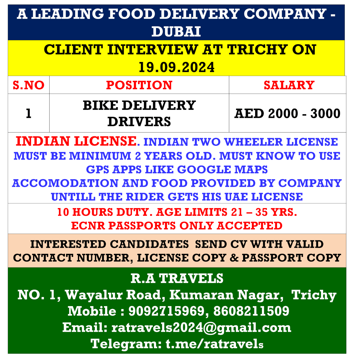 A LEADING FOOD DELIVERY COMPANY - DUBAI