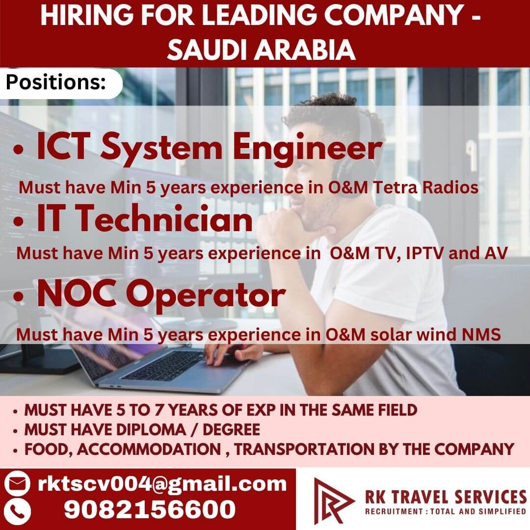 Hiring for LEADING COMPANY -SAUDI ARABIA