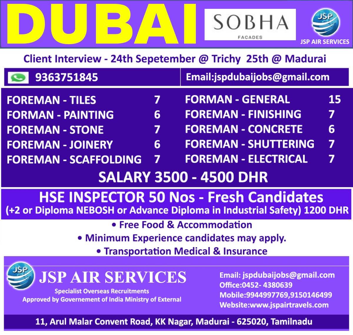 URGENT REQUIREMENT FOR UAE