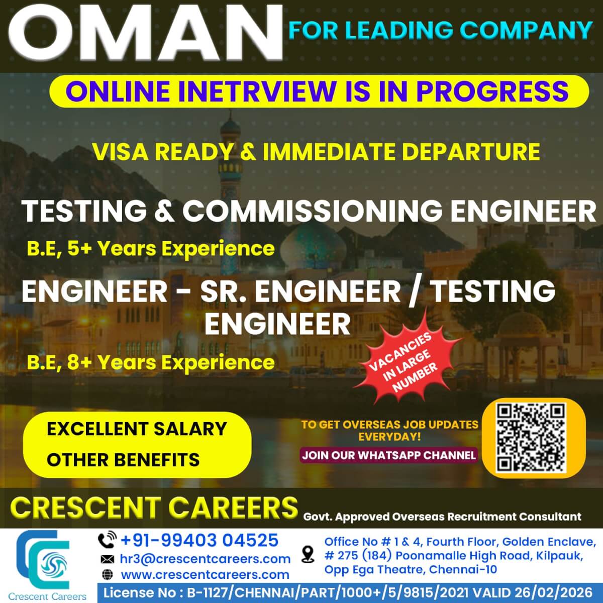 TESTING & COMMISSIONING ENGINEER / ENGINEER-SENIOR ENGINEER / TESTING ENGINEER