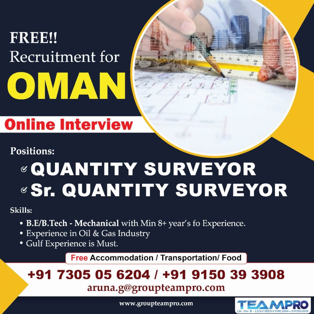 Free Recruitment for Oman, Online Interview