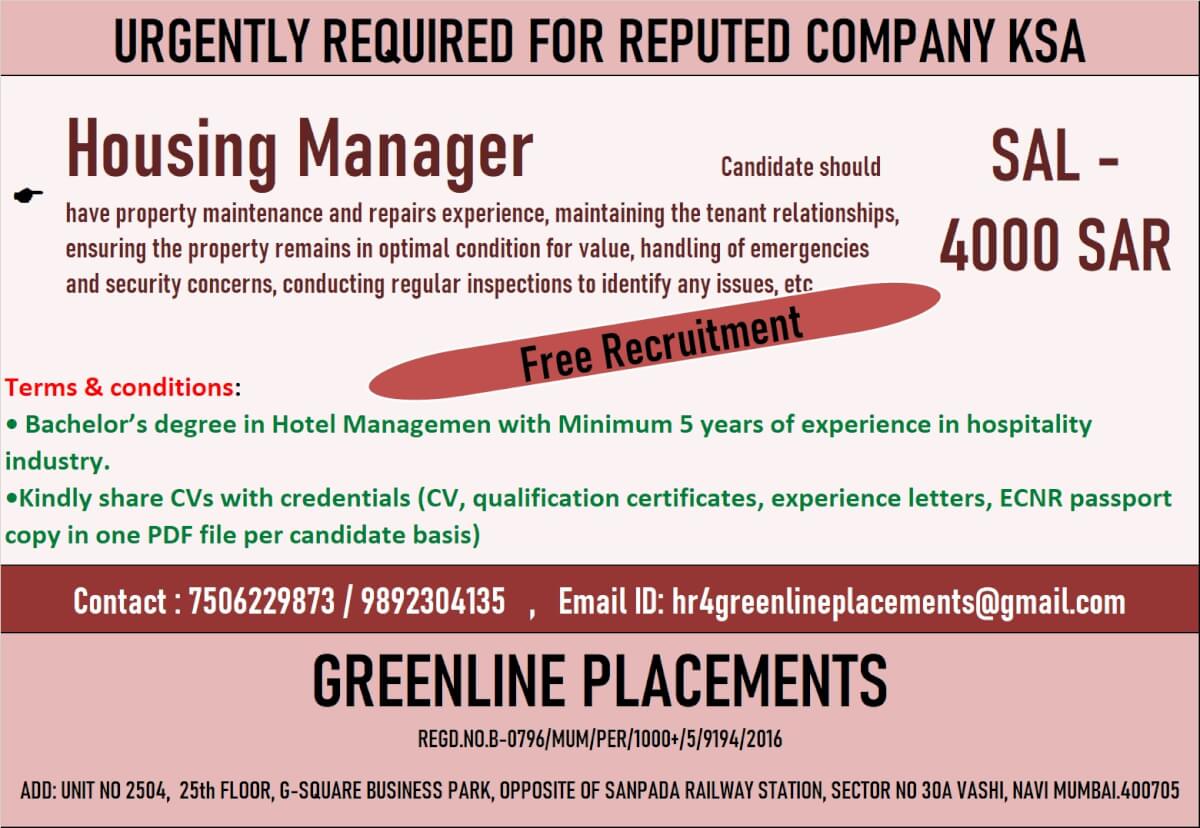 URGENTLY REQUIRED FOR REPUTED COMPANY KSA