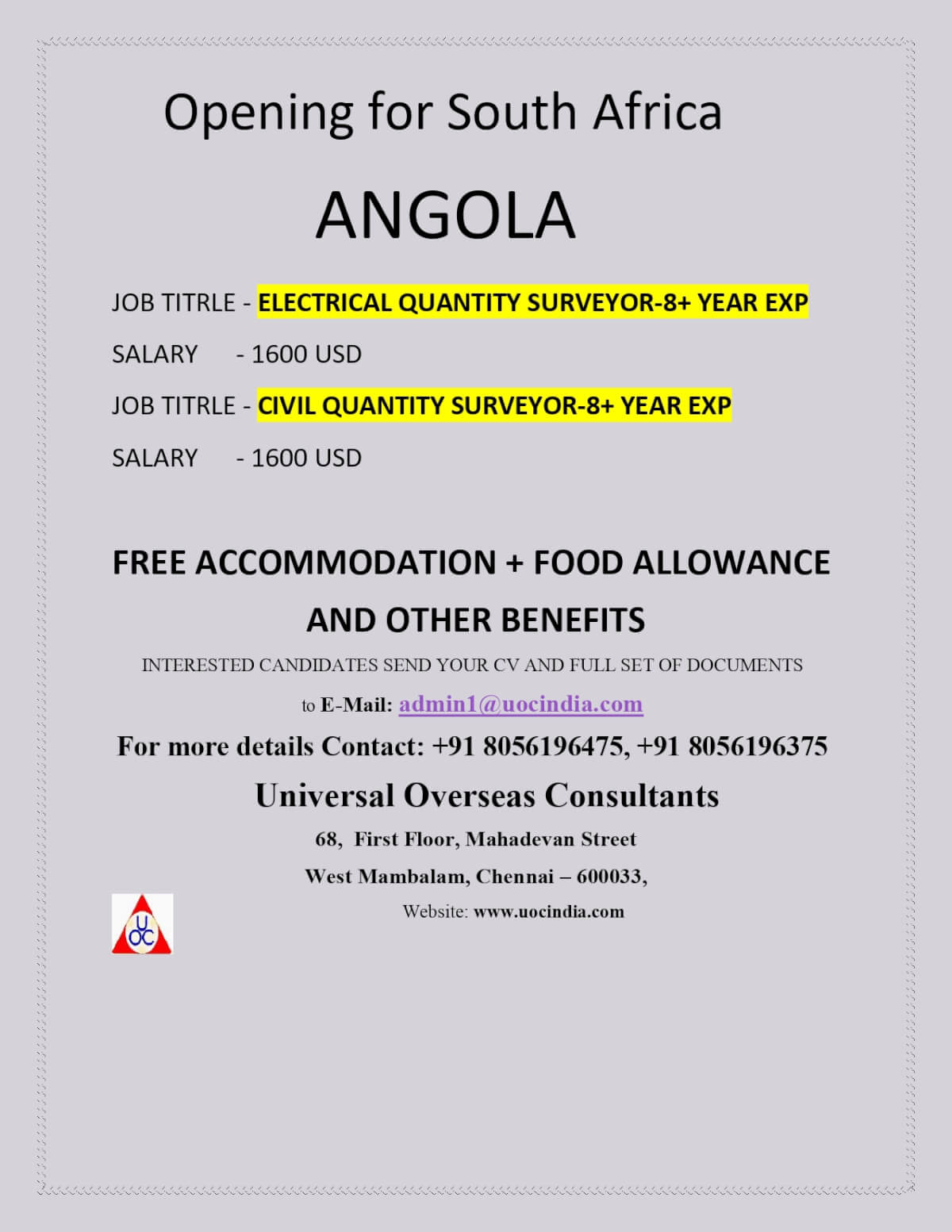 Requirements for Angola