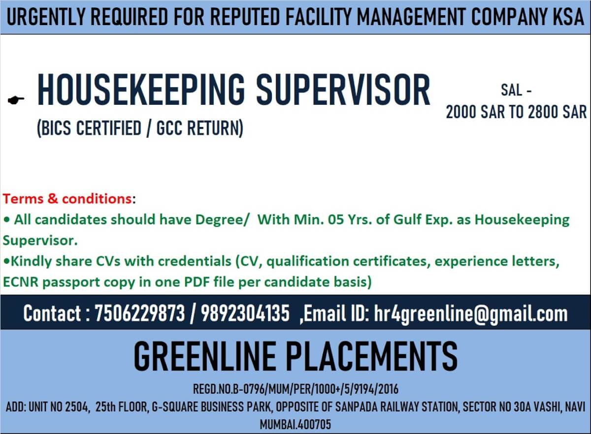 URGENTLY REQUIRED FOR REPUTED COMPANY KSA