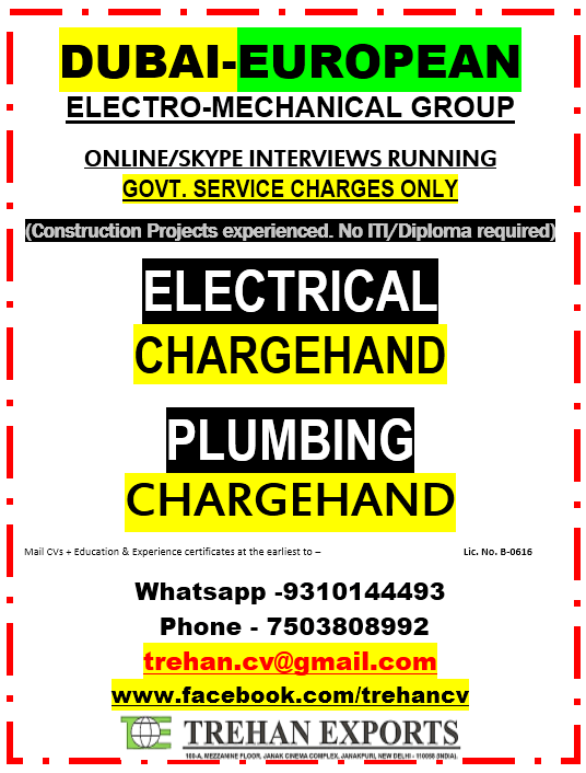 ELECTRICAL CHARGEHAND - PLUMBING CHARGEHAND