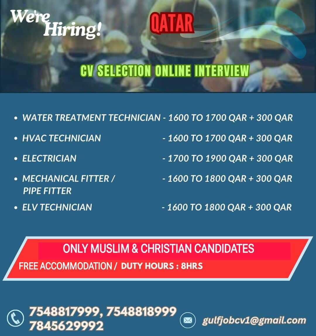 Urgently required for a leading co in qatar