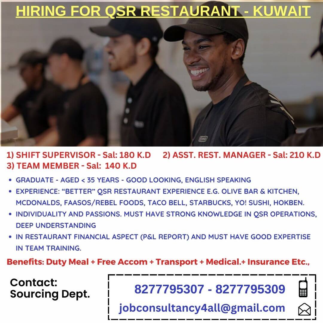 client interview on 23 sept for QSR restaurant in KUWAIT