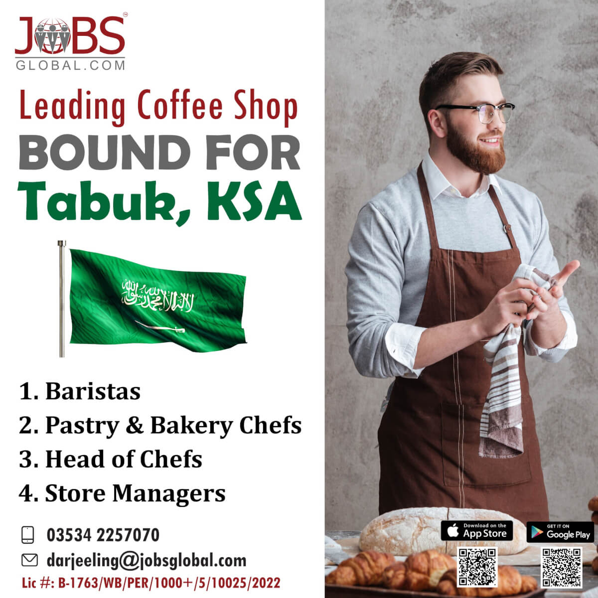 BARISTA, PASTRY & BAKERY CHEFS, HEAD OF CHEFS & STORE MANAGERS