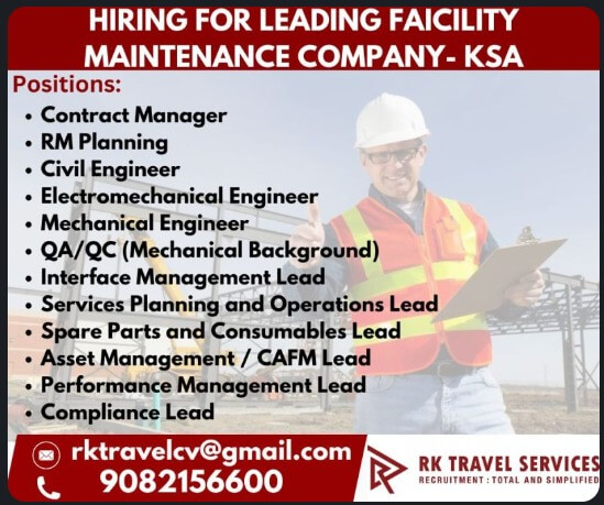 HIRING FOR LEADING FAICILITY MAINTENANCE COMPANY- KSA