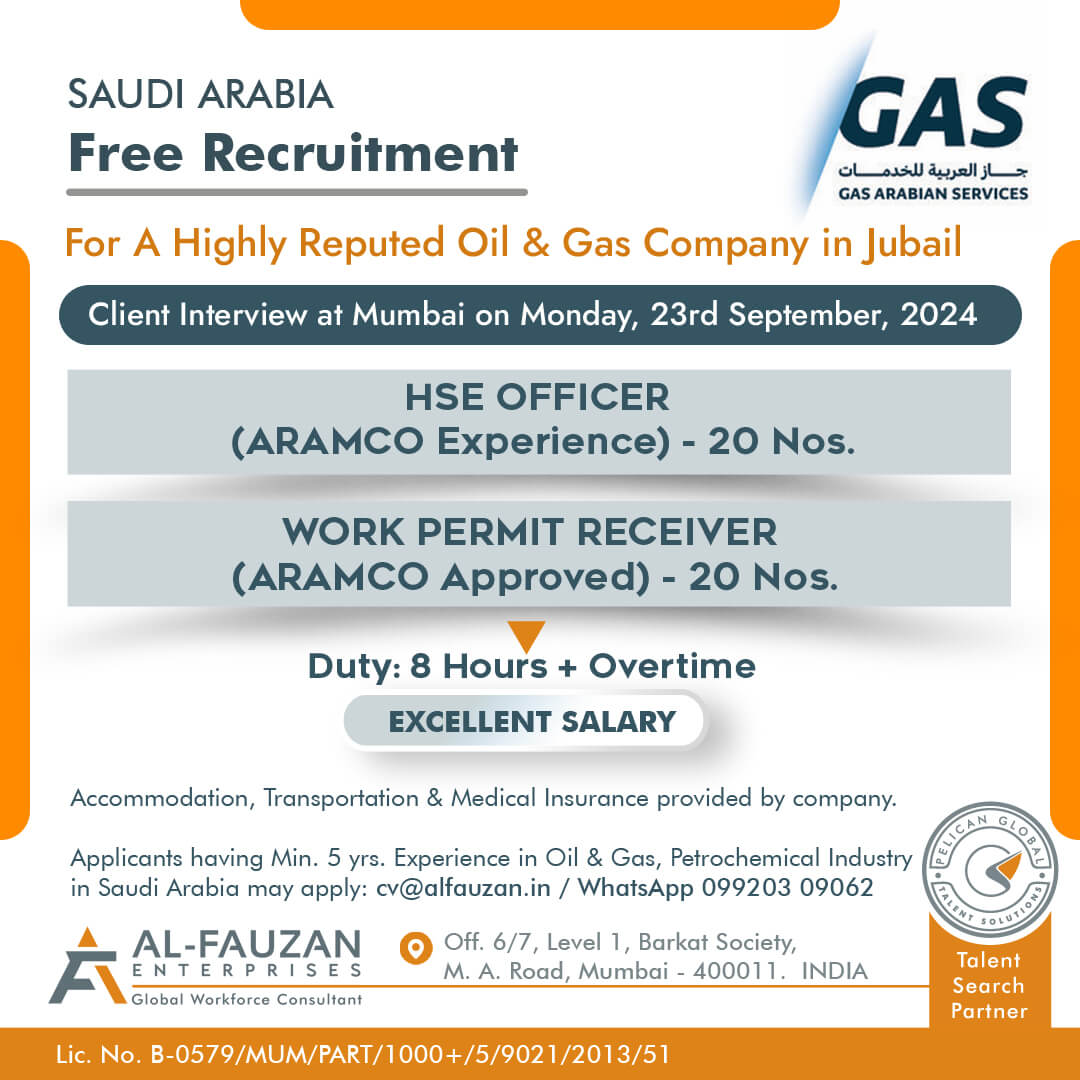 For A Highly Reputed Oil & Gas Company in Jubail