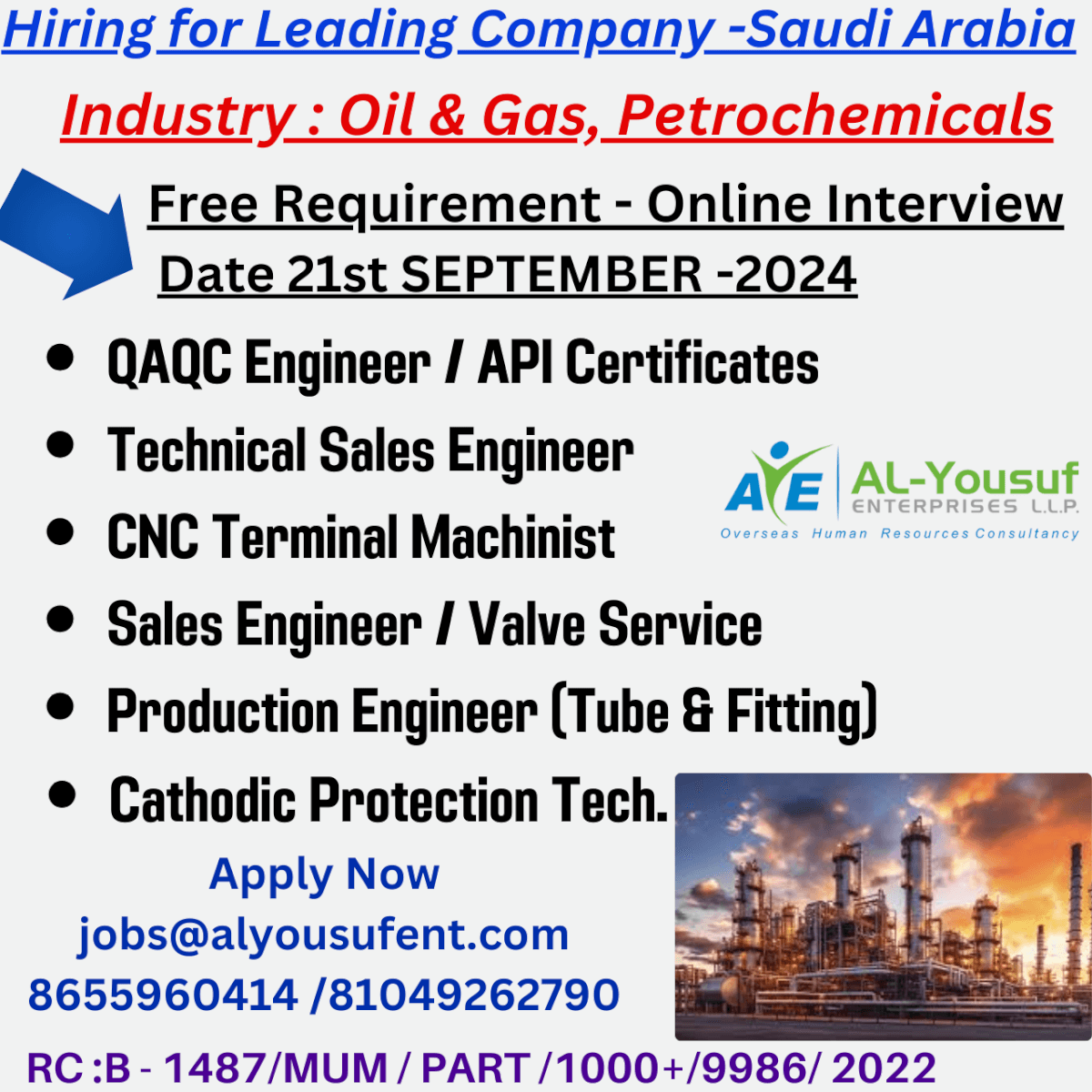 Engineer / QA / QC / Sales / Production / Technician cathodic Protection