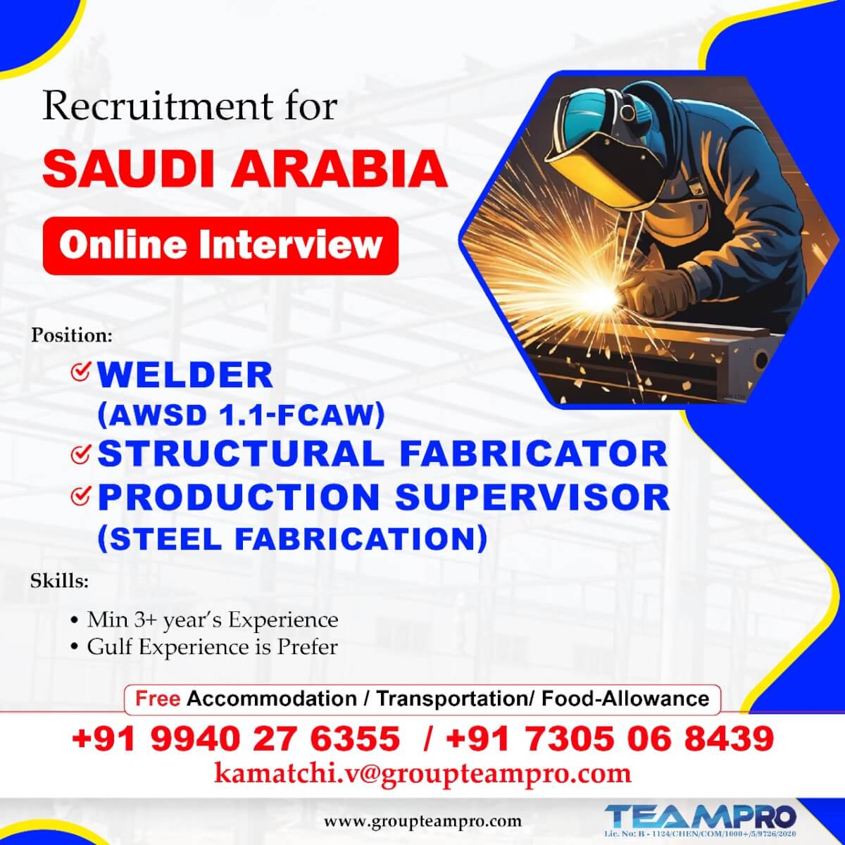 Urgent recruitment for Saudi Arabia, Online Interview